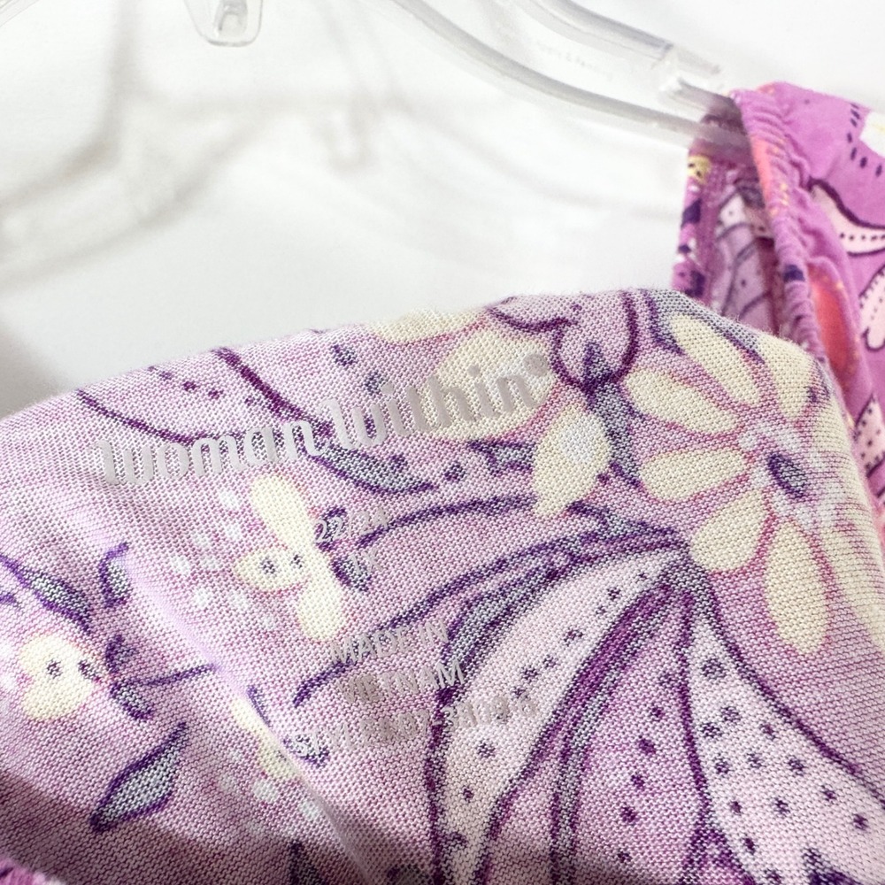 Woman Within Plus Size 22/24W Top 1X Purple Floral Off Shoulder Feminine 719 - Picture 4 of 10